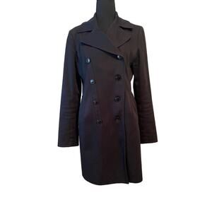 MEXX Black Cotton Trench Coat Size 8 Medium